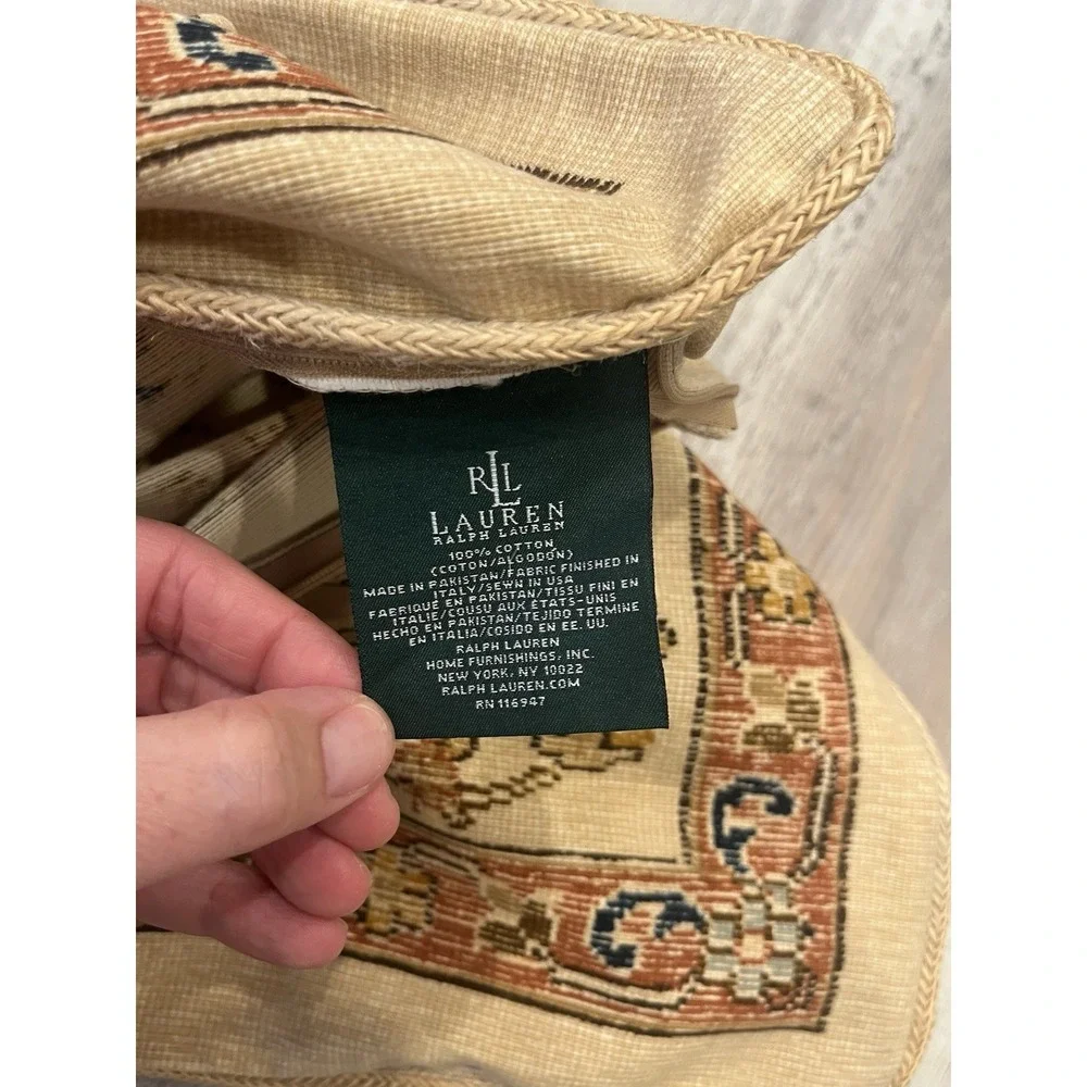 Lauren Ralph Lauren Northern Cape Tapestry Euro Pillow Shams Rope Edge Set (2)